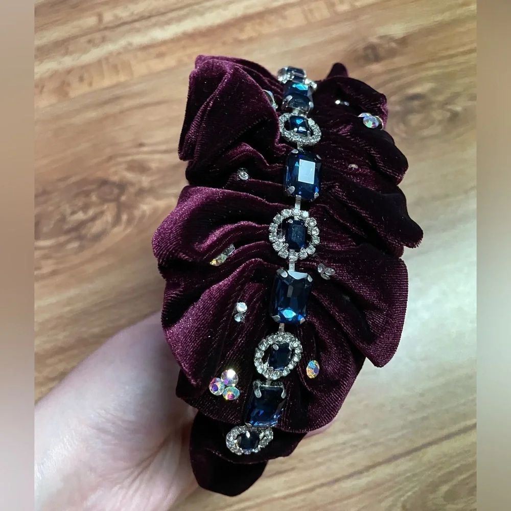 Dark Purple Ruffle Embellished Headband
